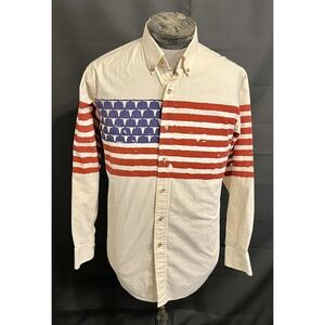 Vintage Brooks & Dunn Shirt Mens Medium Flag Western Longhorn USA Button‎ 90s